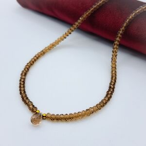 Natural Faceted Smokey Quartz Gemstone Necklace